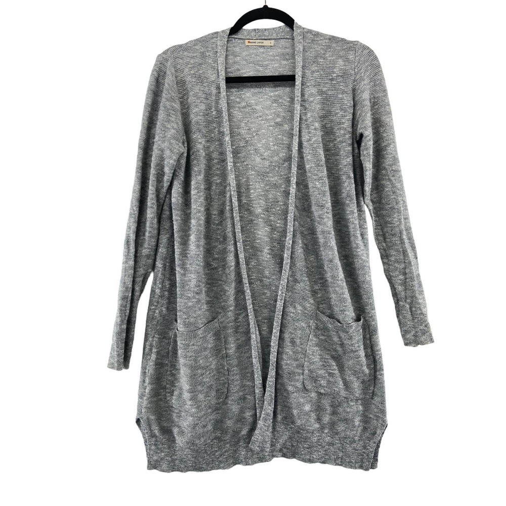 Marine Layer‎ Gray Open Front Cardigan Sz Small Pockets Long